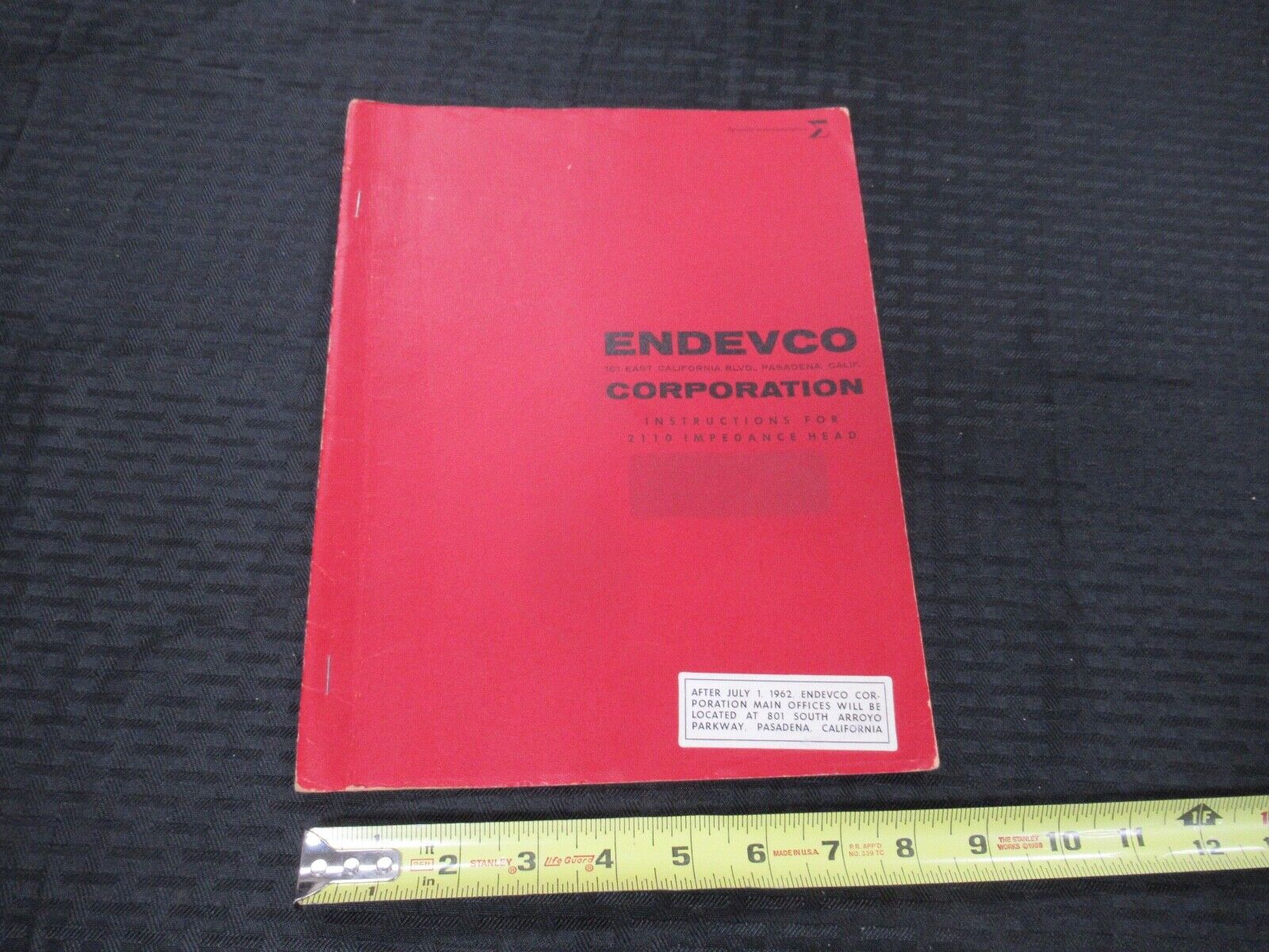 ENDEVCO VINTAGE INSTRUCTIONS MANUAL 2110 IMPEDANCE HEAD AS PICTURED &50-FT-03