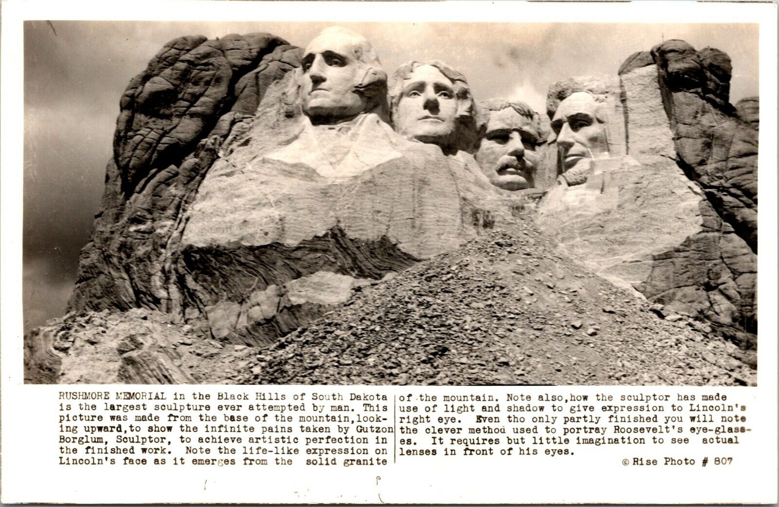 Vtg Mt Rushmore Memorial Black Hills South Dakota SD Real Photo RPPC Postcard