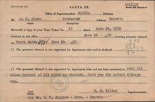 1952 SANTE FE RAILROAD payment correction form TRAIN CONDUCTOR Emporia, Kansas picture