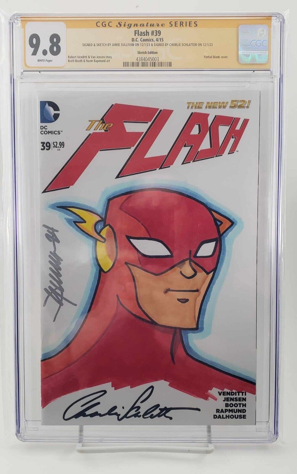 Flash #39 CGC 9.8 DC Comics Hand Drawn Sketch Cover  Signed Charlie Schlatter