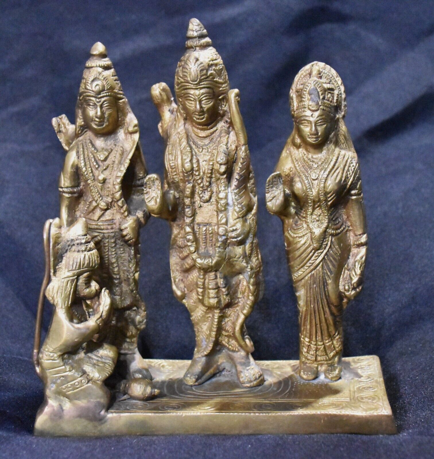 Vtg.Ramdarbar Statue Bras Ram Family Idols Hindu Goddess Ram Darbar Murti Figure