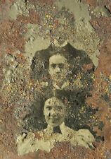 ANTIQUE VICTORIAN AMERICAN BEAUTY ARTISTIC THREE BFFs AMIGAS FL TINTYPE PHOTO  picture