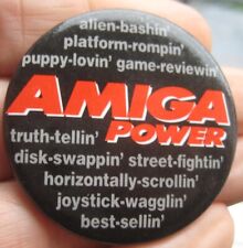 AMIGA POWER video computer games Magazine vintage 1991 promotional pin BADGE picture