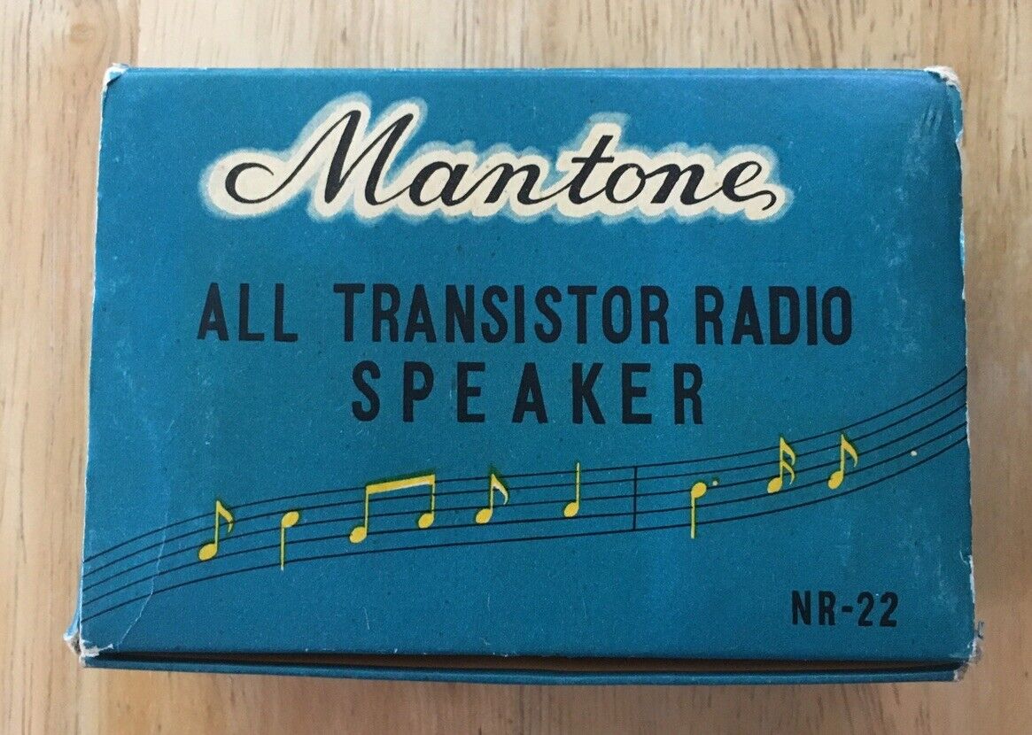 Vtg Mantone NR-22 Blk All Transistor Radio Speaker/Original Box Tested