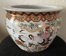 Vintage Porcelain W Gold Hand Painted Large Planter Vase - Many Decorative Image picture
