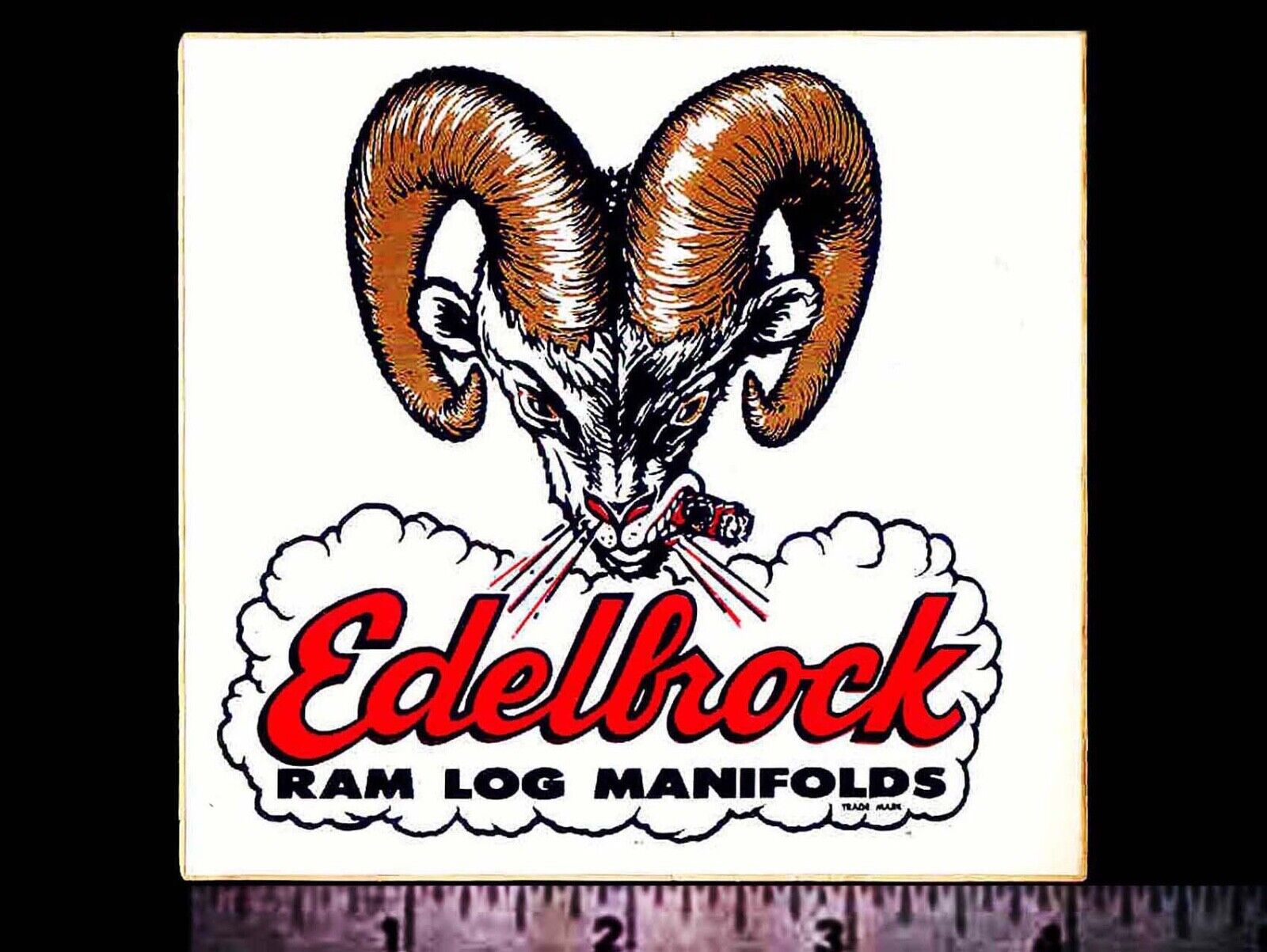 EDELBROCK Ram Log Manifolds - Original Vintage 1960’s 70's Racing Decal/Sticker