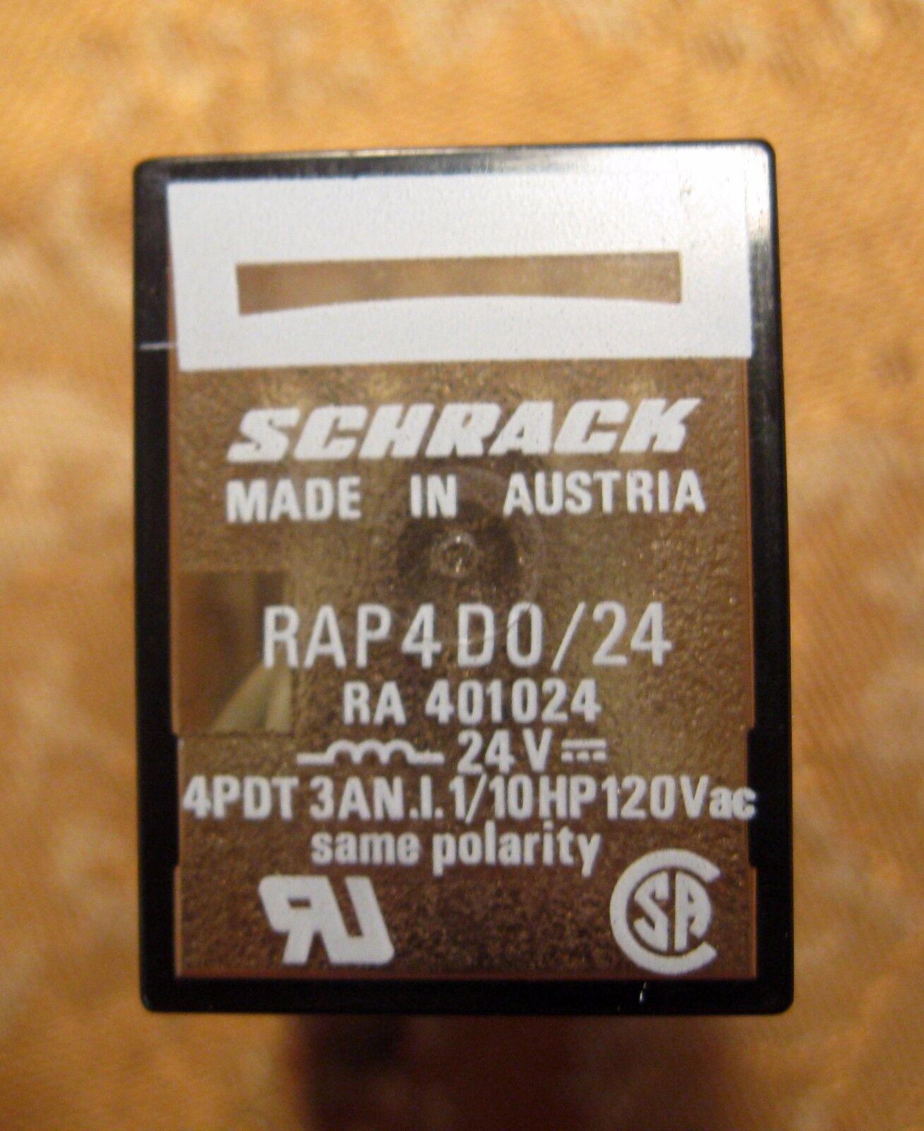 Schrack RAP4D0/24 RA 401024 Relay - 24v 4pot 3AN.1.10 HP 120Vac same polarity 