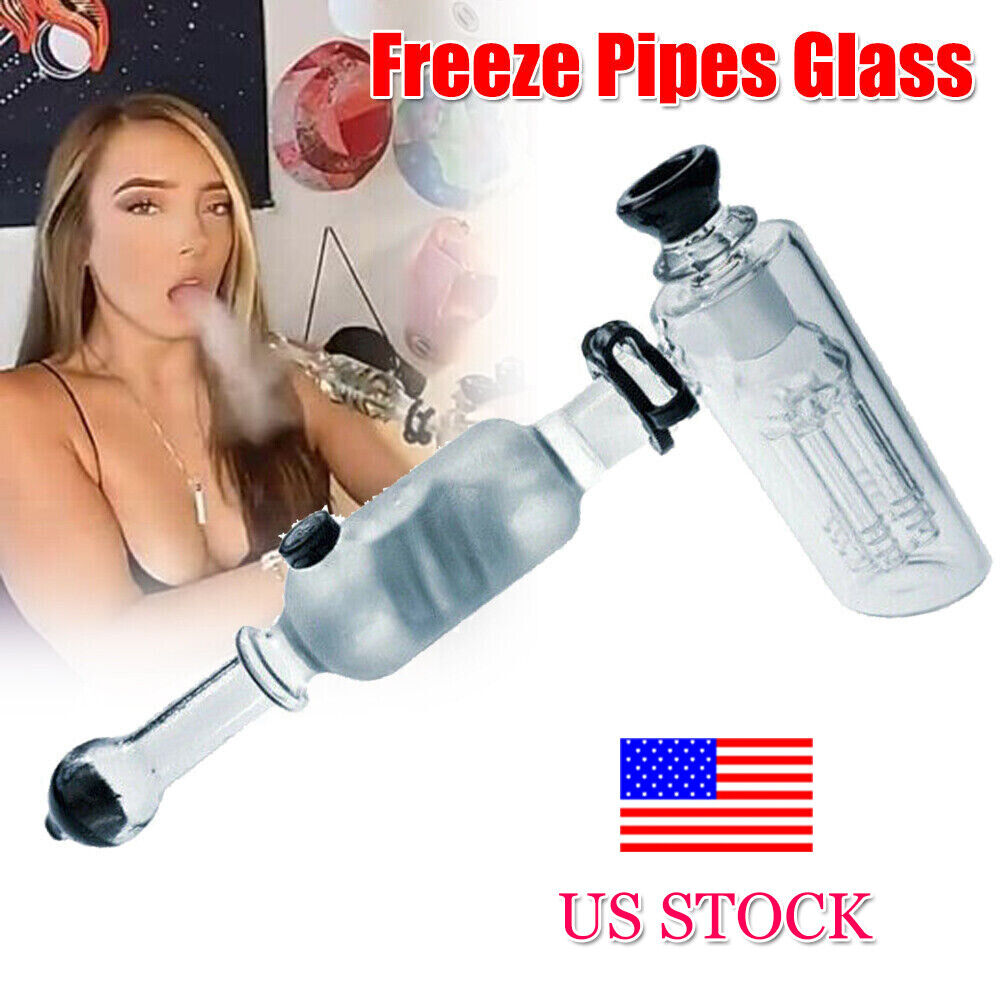 Freeze Pipe Coil Bubbler Glass Bong Percolator Filter Hookah W/ ICE Catcher Gift