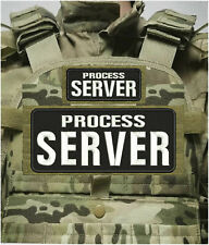 PROCESS SERVER EMBROIDERY PATCH 4X10 AND 2X5 HOOK ON BACK BLK/WHITE picture