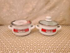 Vintage Campbells Chicken Noodle Soup Porcelain Enamel Bowls Mini Soup Servers picture