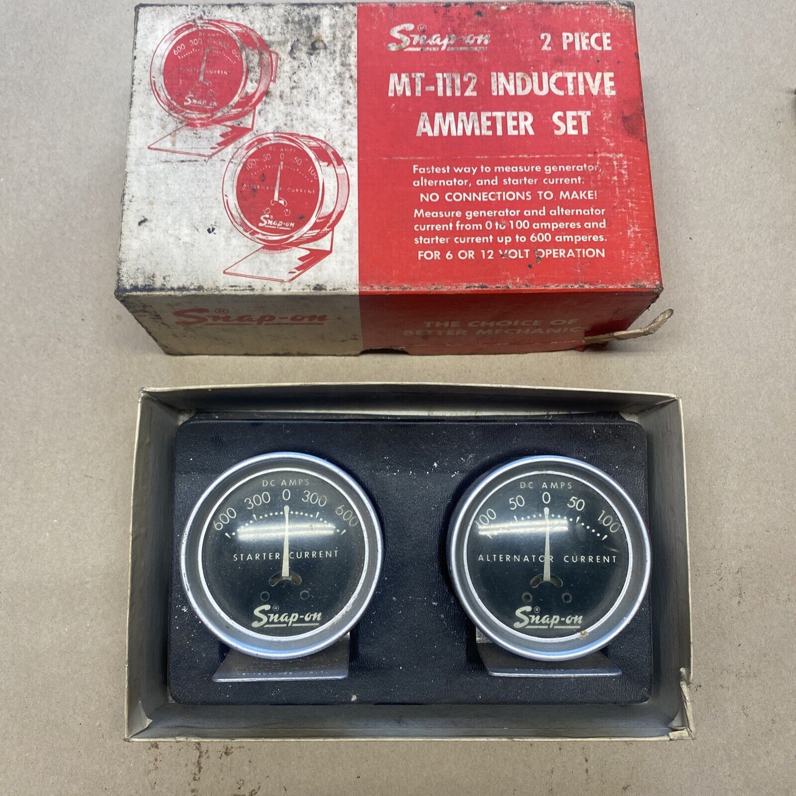 Vintage Snap on 2 pc MT-1112 Inductive ammeter set. Untested