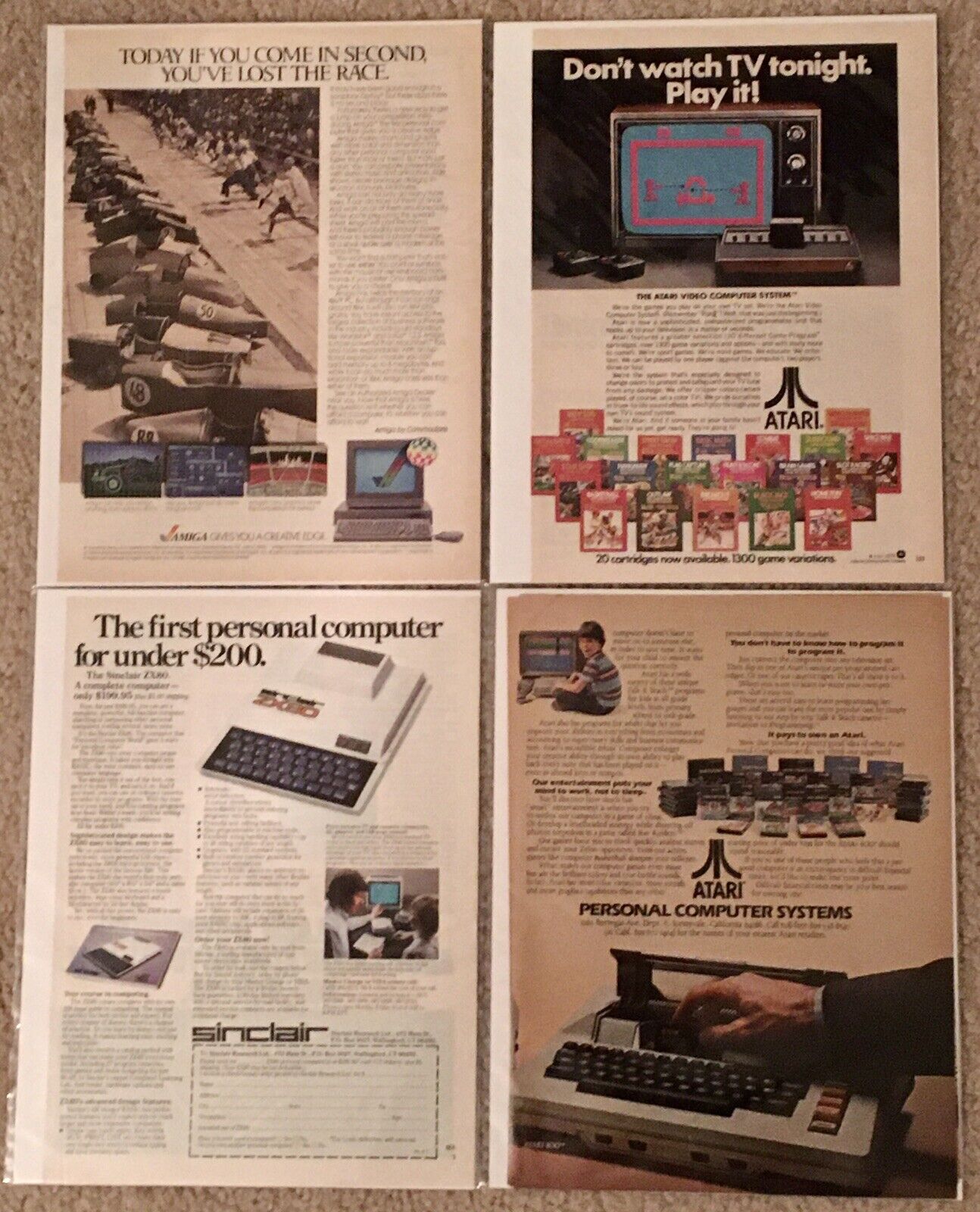 1980s Amiga Atari Sinclair Computer Magazine Vintage Print Ad Lot of 4