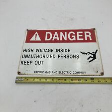 Vintage PG & E Porcelain Enameled Sign - Danger High Voltage inside 14”x10” picture