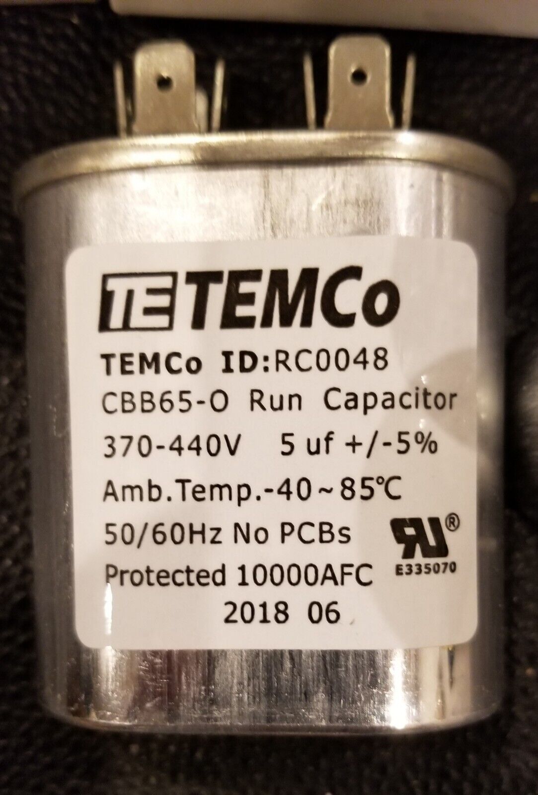 TEMCo 5 uf MFD 370 440 VAC volts Oval Run Capacitor 50/60 Hz Seeburg B C G J W R
