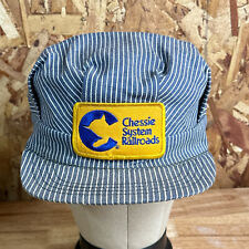 Vintage Chessie System Railroad Hat Striped Made In USA Conductor Cap Train picture