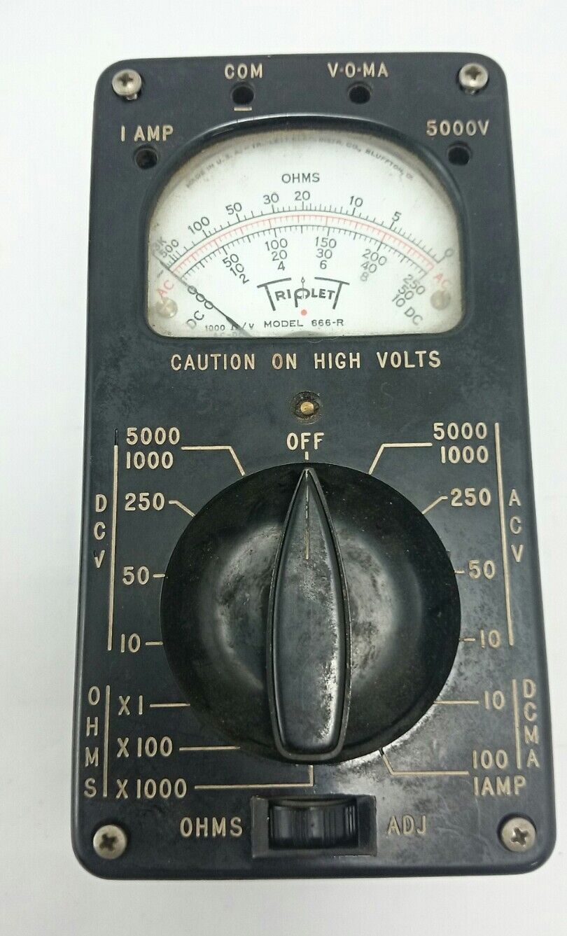 TRIPLET VOLTMETER Vintage Model 666-R Ammeter Ohmmeter Bakelite Case Black 