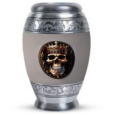 Customized Engraved Memory Skull With Crown It (10 Inch) Funeral Burial Urn picture
