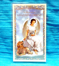 Pet Memorial LAMINATED Holy Prayer Card Gilded Gold In Memory of Faithful Friend picture