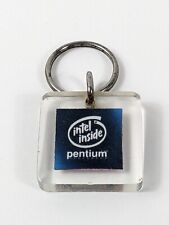 Vintage Intel Pentium CPU Processor Chip Embedded In Lucite Keychain picture