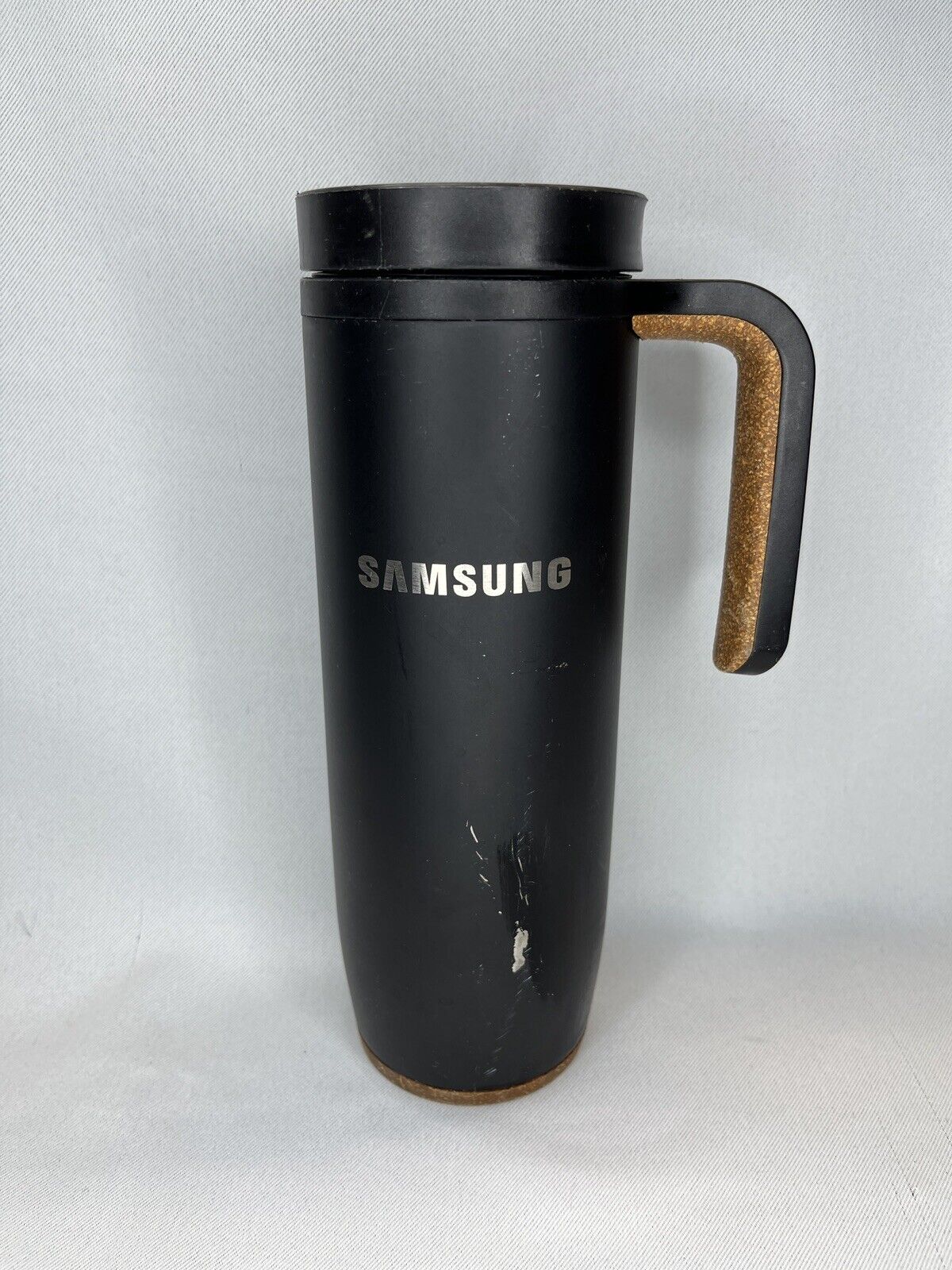 Ello Samsung Metallic Insulated Coffee Cup Travel Mug Tumbler black cork handle