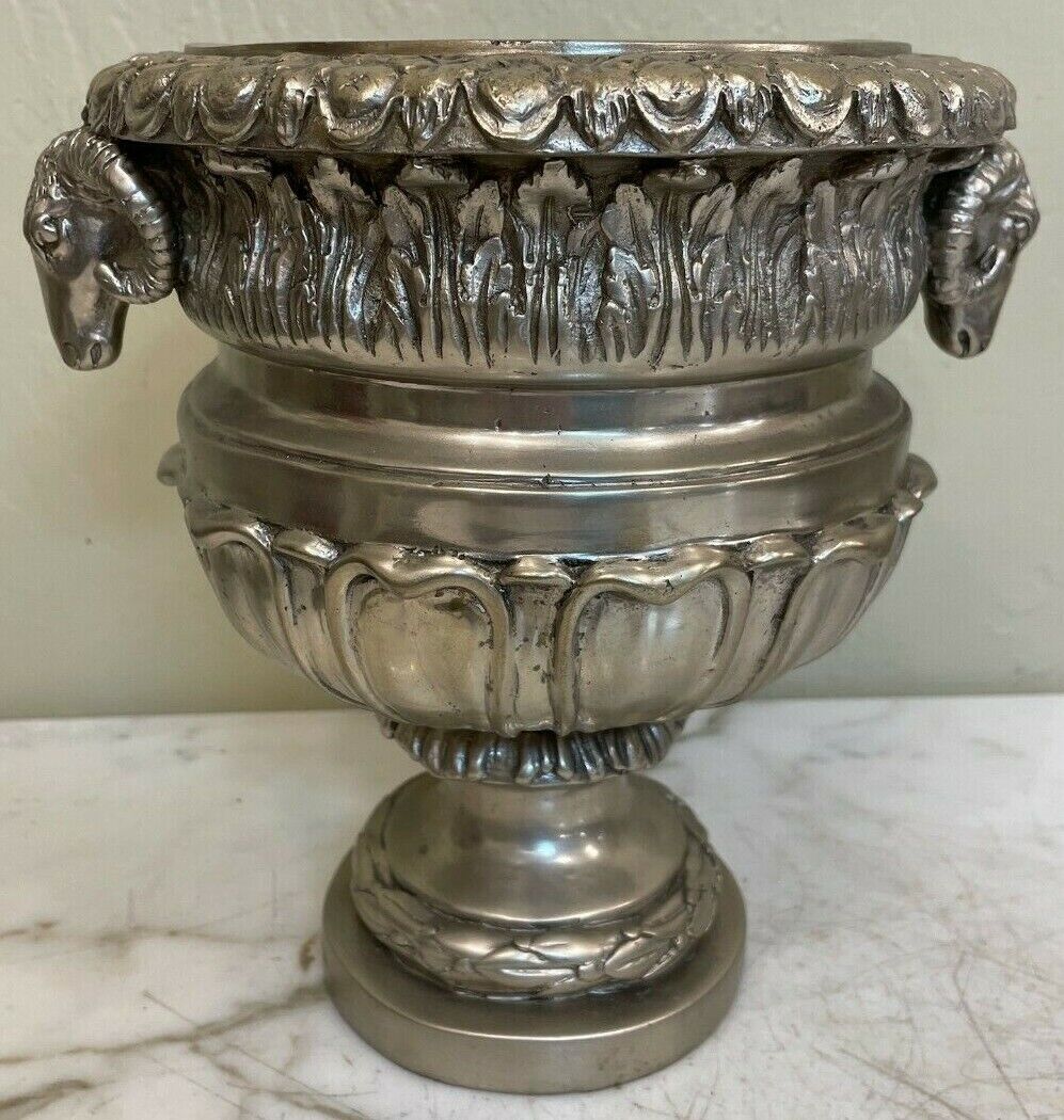 Silver Plated Bronze Centerpiece With Ram Head Accents