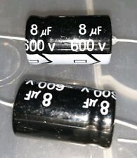 QTY 5 New MIEC 8UF 600V 105C Axial Electrolytic Capacitors. ( 650-volt surge ) picture
