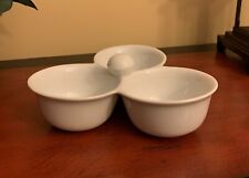 FITZ AND FLOYD White Ceramic 3 Bowl Server Condiment Bowls each bowl 4