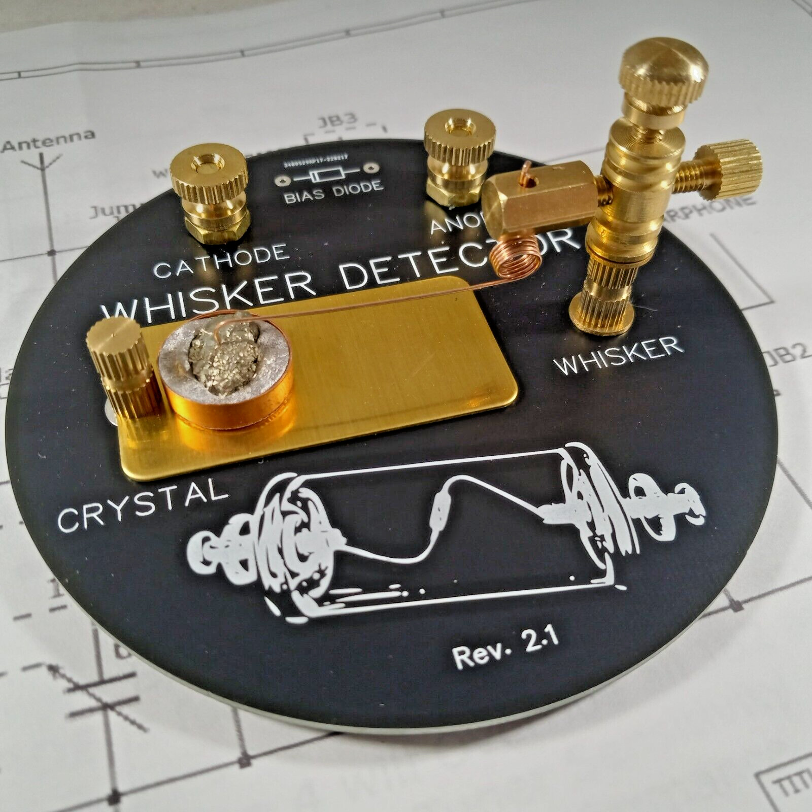 Pyrite Crystal Radio Diode Cat Whisker Detector Brass Stand - Catswhisker A1