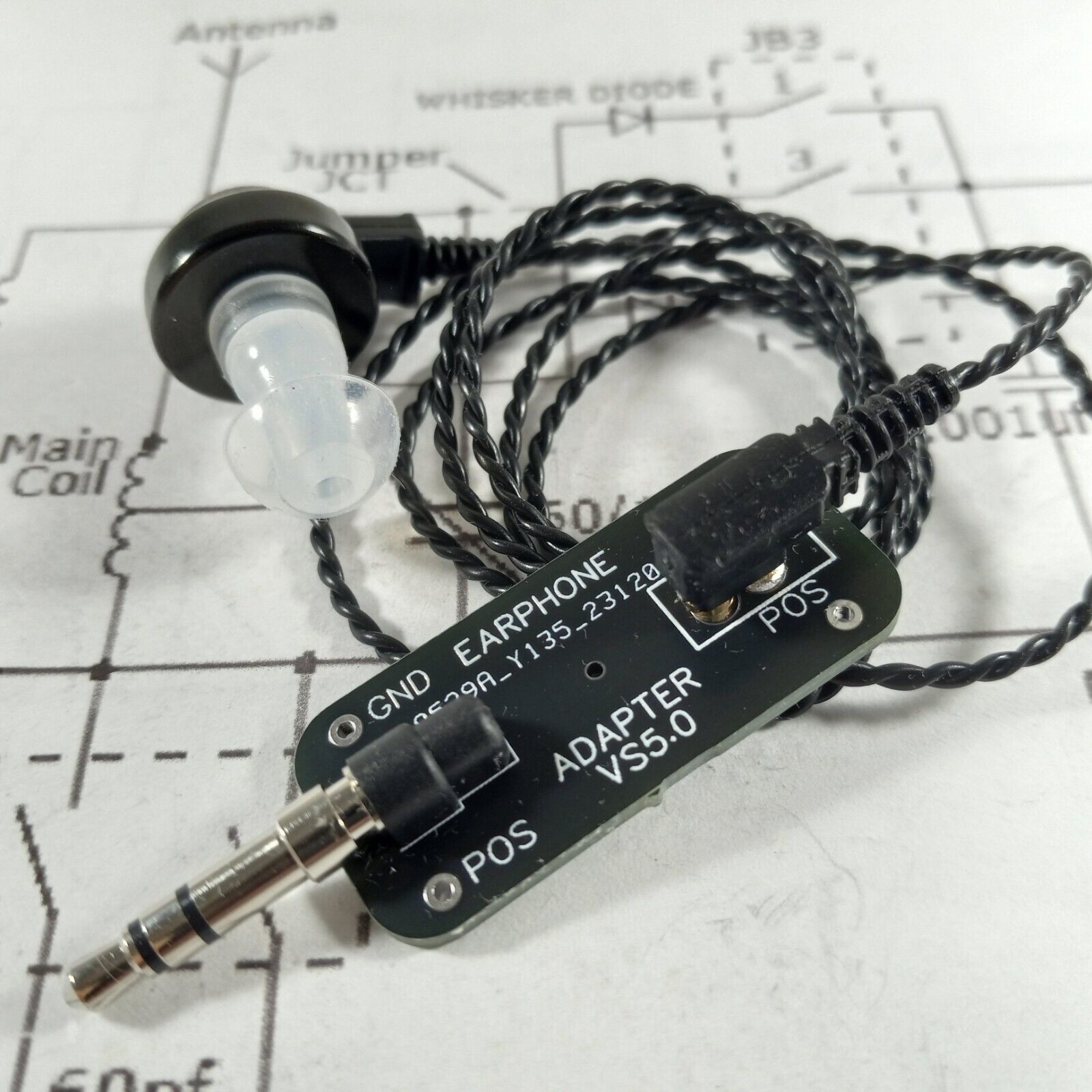 Crystal Radio High Impedance Earphone Wide Frequency Response, Integral Plug-BLP