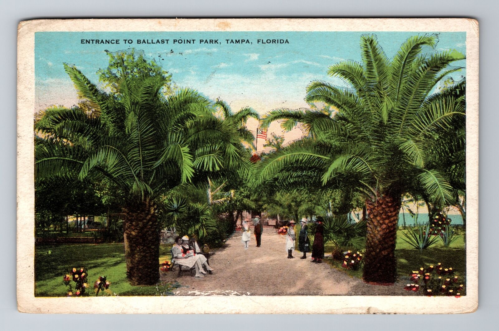 Tampa FL-Florida Entrance To Ballast Point Park Visitors c1929 Vintage Postcard