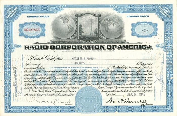 Radio Corporation of America - RCA - Radio Stocks