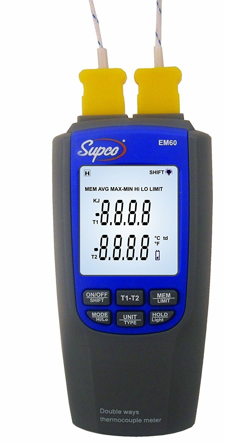 Supco EM60 Dual-Channel Differential Thermocouple w/ Probes