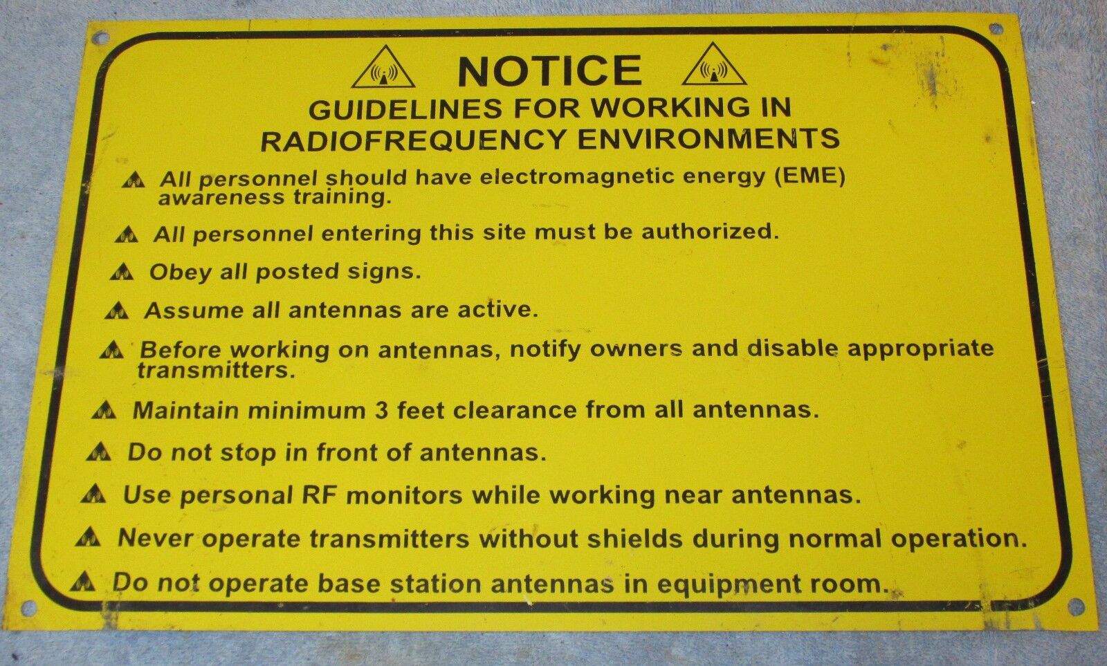GUIDELINES RADIO FREQUENCY WORKING Industrial Hazard Sign Steampunk 18 x 12 S346