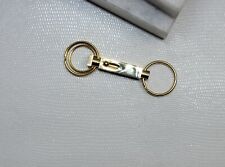 Push Spring Coil Keyring Keychain Gold Tone Dual Detachable Valet Style Brass  picture
