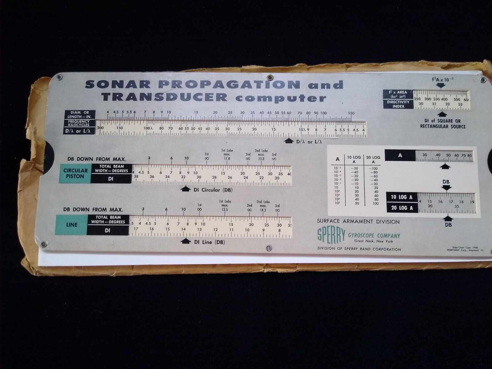 Sperry Slide Rule Sonar Propagation And Transducer Computer Circa 1957