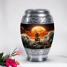 Engraved Memory Astronaut Riding Bike (10 Inch) Funeral Burial Urn Personalized picture