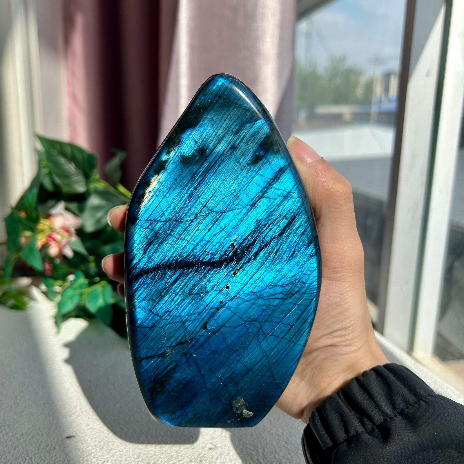 1475g Rare Natural Full Blue Flash Labradorite Quartz Freeform Crystal