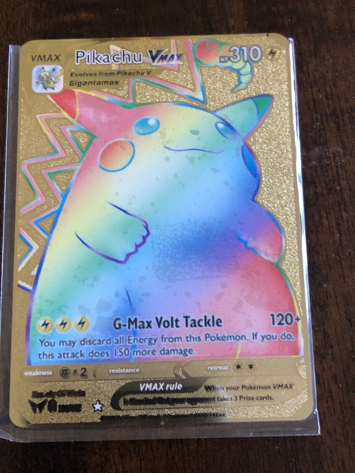Pokemon Vivid Voltage￼ Rainbow Pikachu￼ VMAX Gold Pokemon Card