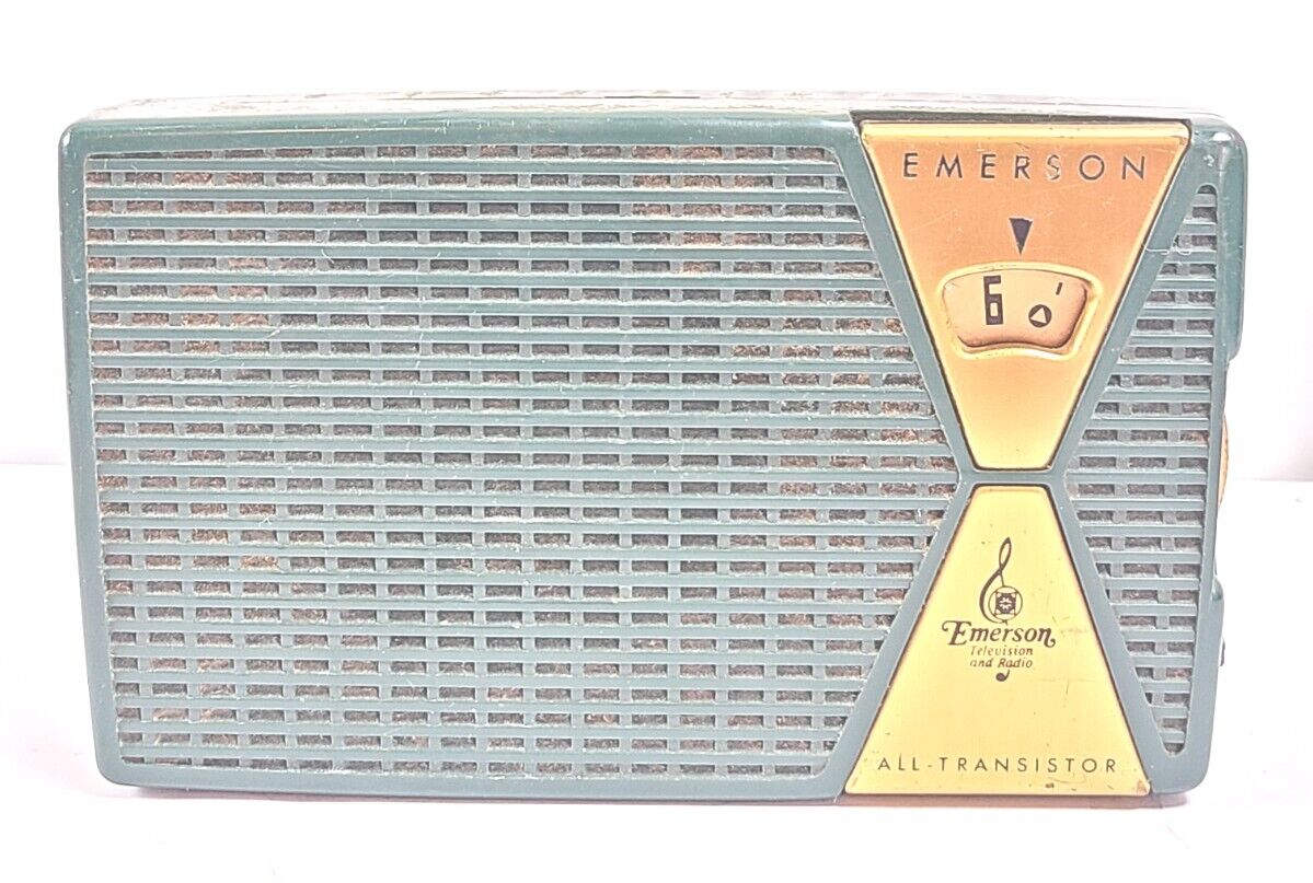 Vintage Emerson 849 Forest Green All-Transistor Portable Radio 1950s As-Is