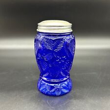 Glass Stovetop Shaker Inverted Strawberry in Cobalt Blue with Silvertone Lid picture