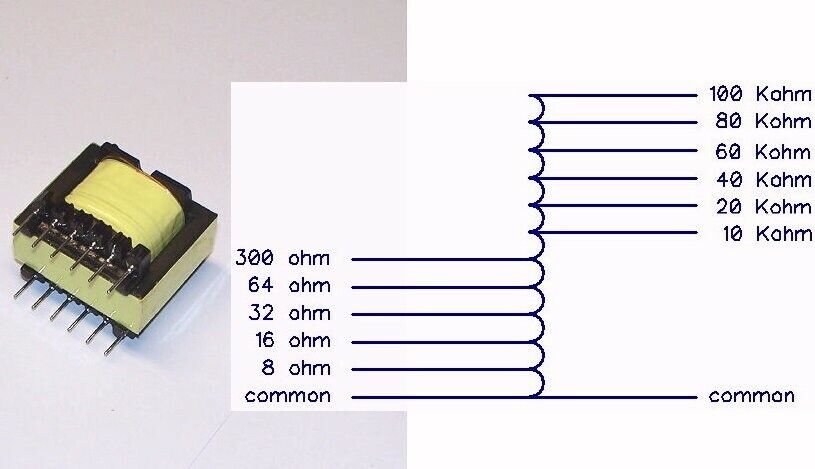 MULTI TAP 8 ohm - 100K diy kit impedance matching radio electronic transformer