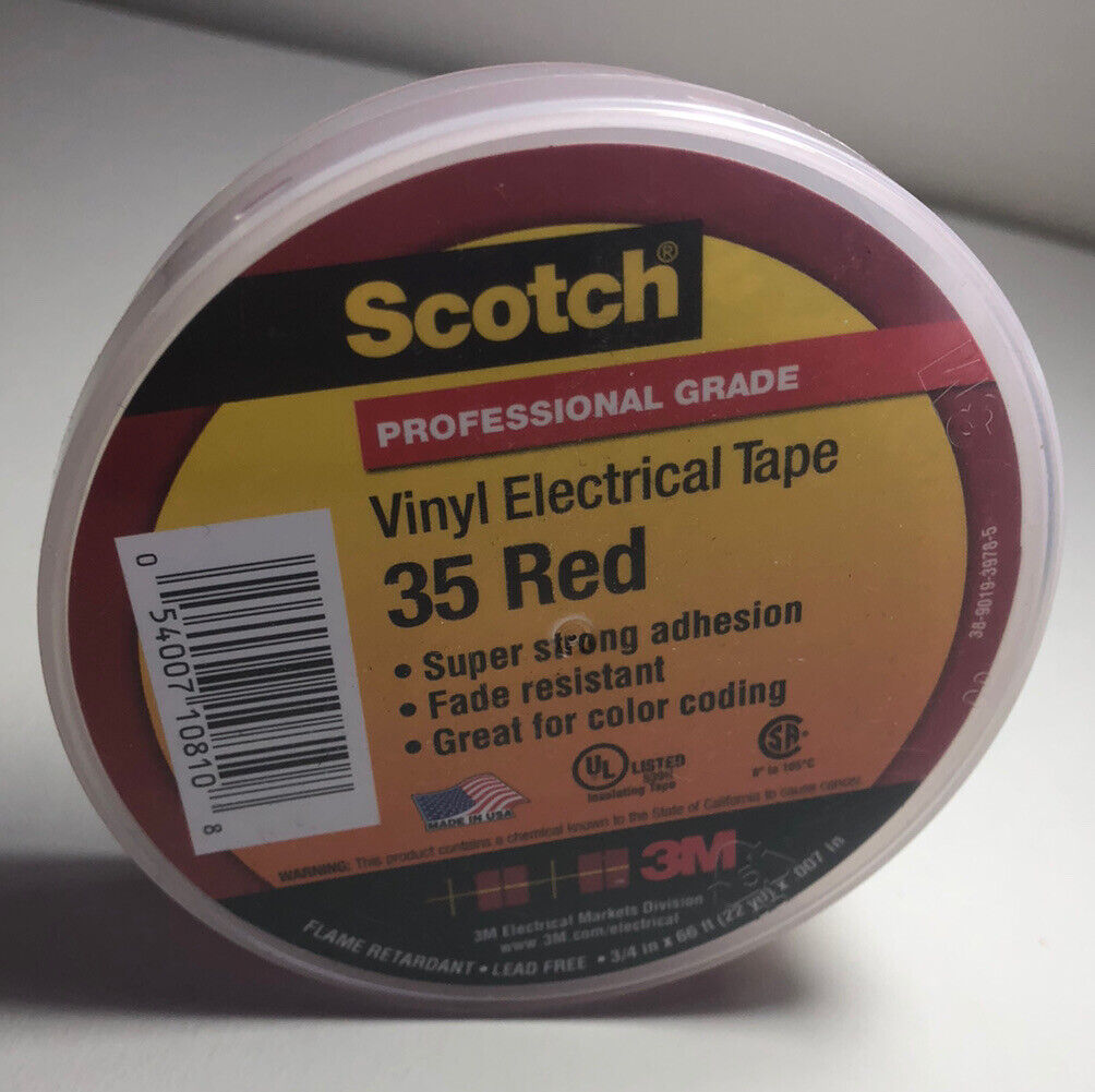 53M 35 Scotch Vinyl Electrical Color Coding Tape, 3/4 in x 66 ft, Red
