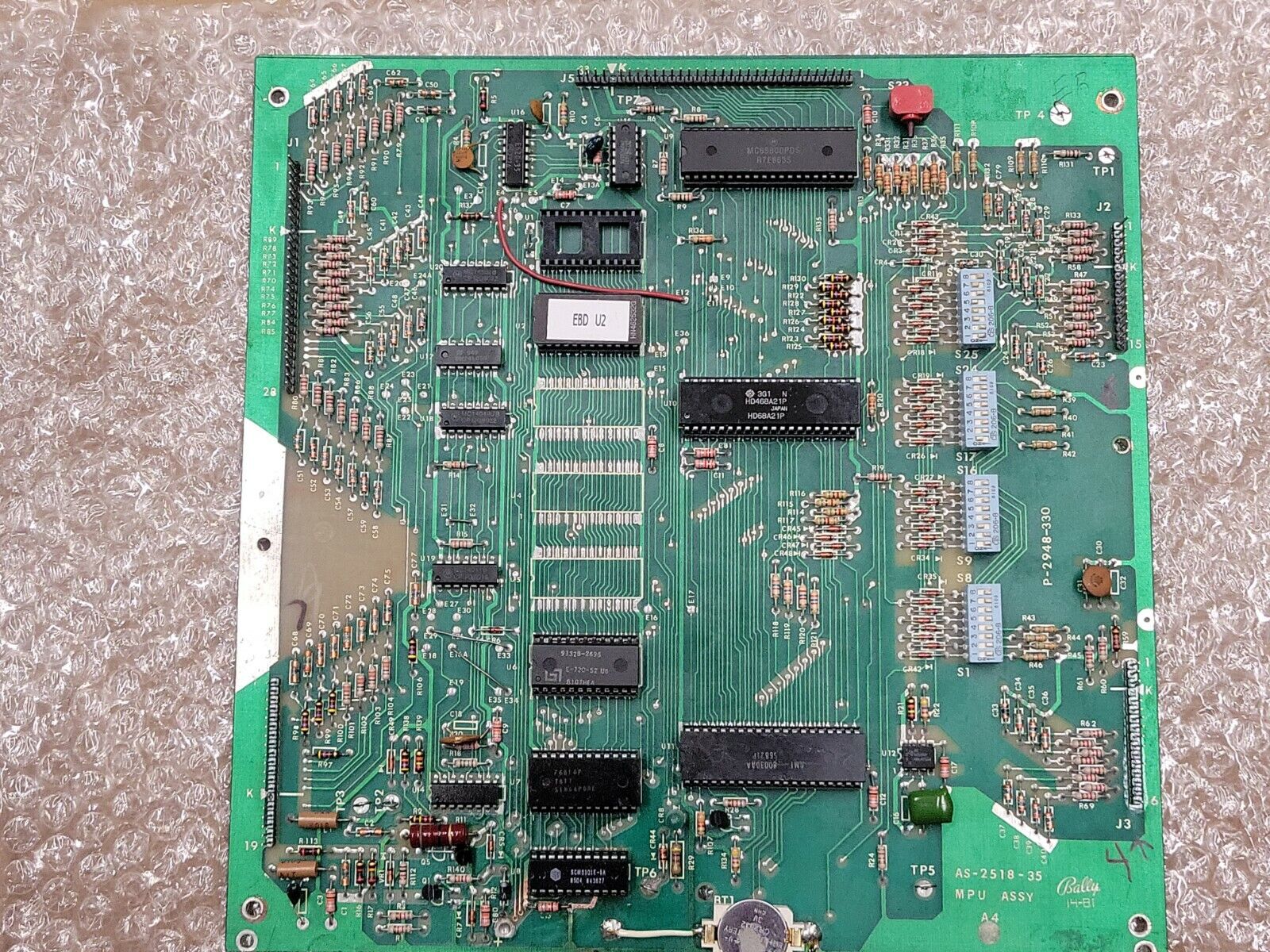 Bally Stern AS-2518-35 Pinball MPU CPU Board USED UNTESTED