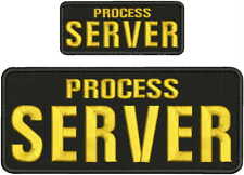 PROCESS SERVER EMBROIDERY PATCH 4X10 AND 2X5 HOOK ON BACK BLK/GOLD picture