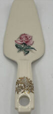 Vintage Ceramic Cake/Pie Server Beautiful Flower and Gold Design picture