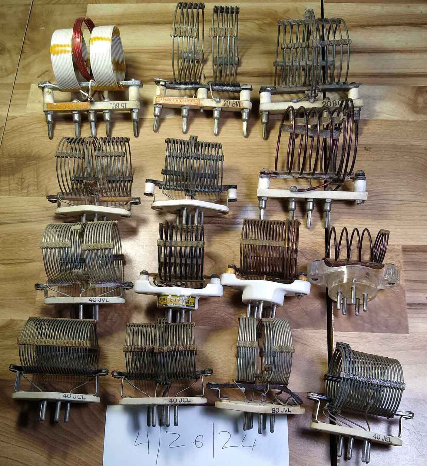 Fourteen (14) Wireless Antique Radio Transmitter Plug In Coils