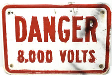 Danger High Voltage Metal Sign 8,000 Volts Red 18