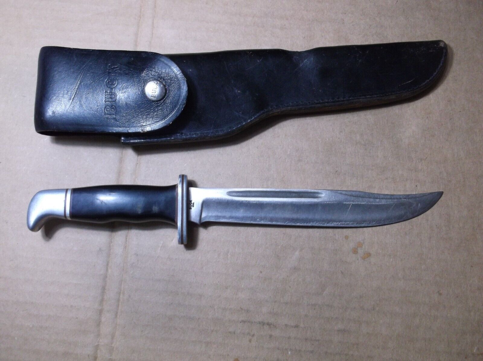 BUCK 120 GENERAL KNIFE INVERTED STAMP  2 LINE 1967-1972 W/ SHEATH USA