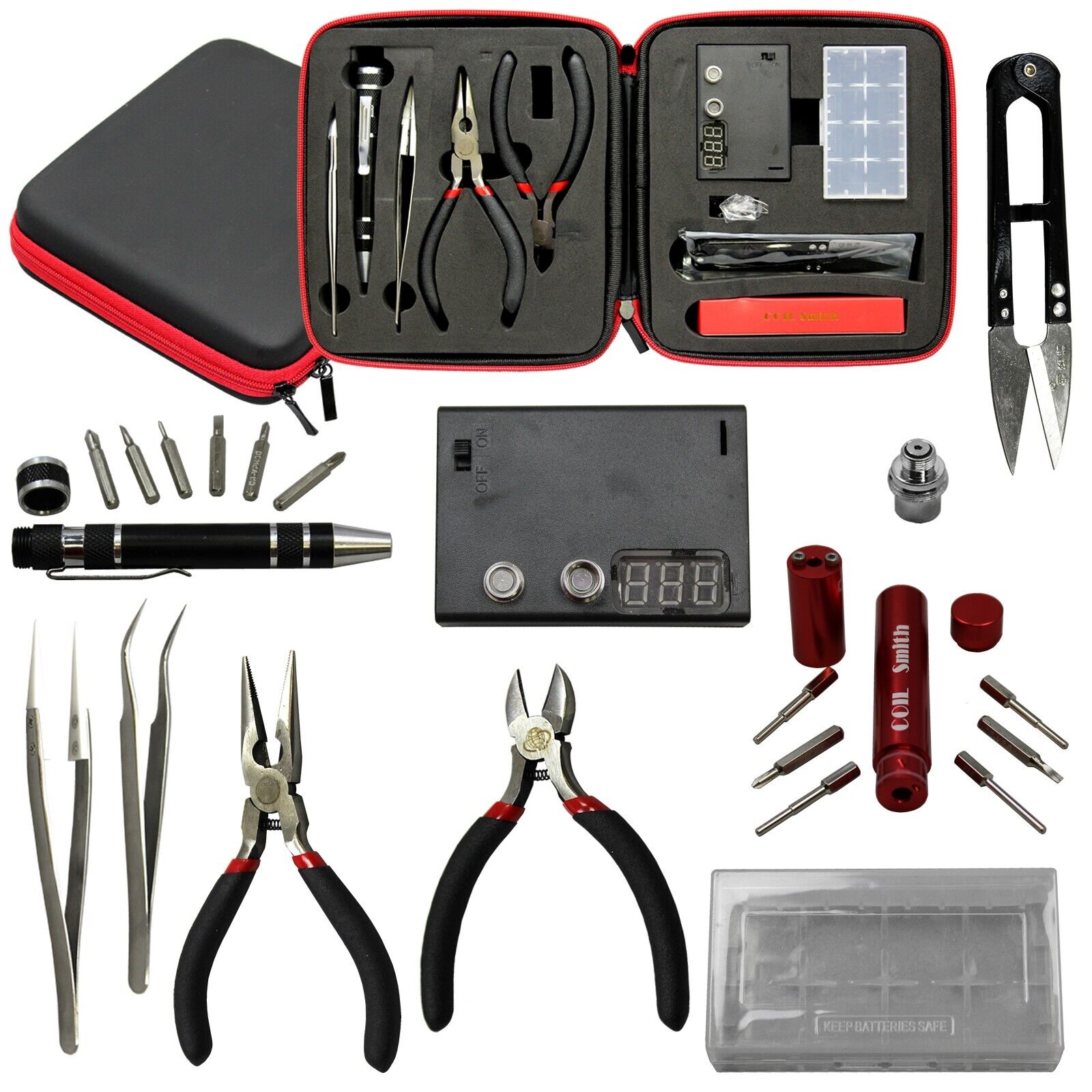 Coil Smith Master Tool Kit for Coil Making, Ohm Meter, Pliers, Custom Case, DIY