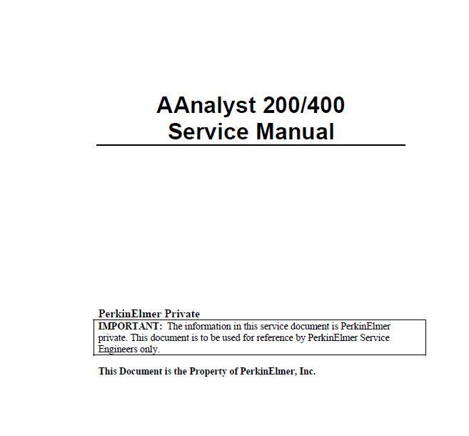 Perkin Elmer   AAnalyst  200     Service Manual and support files